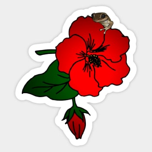 Boricua Coqui on Puerto Rican Maga Flower Sticker